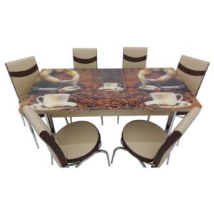 Set masă extensibilă cu 6 scaune, MERCAN (3 cești)