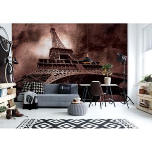 Fototapet - Paris Eiffel Tower Dark Sepia Vliesová tapeta - 206x275 cm