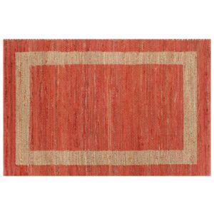 Covor manual, roșu, 80 x 160 cm, iută