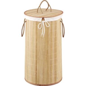Cos circular din bambus pentru rufe, Zeller, 55 L, Alb