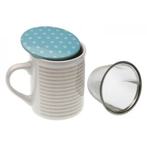 Cana pentru ceai bej/albastra din ceramica 8x10 cm Dots Versa Home