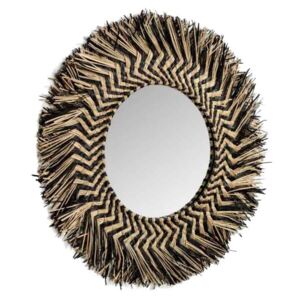 Oglinda rotunda maro/neagra din fibre naturale si sticla 60 cm Takashhi La Forma