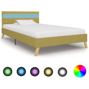 Cadru de pat cu LED-uri, verde, 100 x 200 cm, material textil