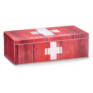 Cutie rosie/alba cu capac din metal pentru medicamente First Aid Red Maxi Zeller
