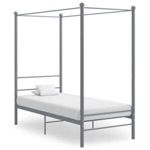 Cadru de pat cu baldachin, gri, 90x200 cm, metal