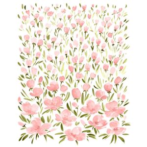Ilustrare Field of pink watercolor flowers, Blursbyai