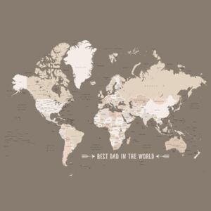 Ilustrare Earth tones world map with countries Best dad in the world, Blursbyai