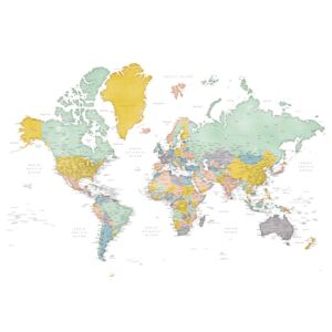 Ilustrare Detailed world map in mid-century colors, Patti, Blursbyai