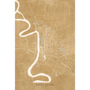 Ilustrare Map of Baton Rouge, LA, in sepia vintage style, Blursbyai