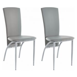 Set de 2 scaune tapitate Nicole - piele sintetica - gri/metal