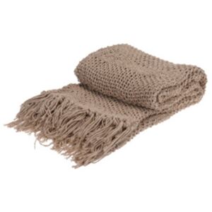 Patura cu franjuri Soft din bumbac crem 130x170 cm