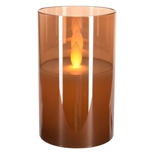 Lumanare Amber din sticla cu LED 13 cm