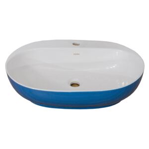 Lavoar Sanitop Apolo, ceramica, alb/albastru, 42,5 x 42,5 x 14,5 cm