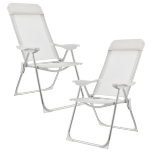 Scaun kemping - set 2 scaune, (Lungime x Latime): 108 x 58 cm, alb