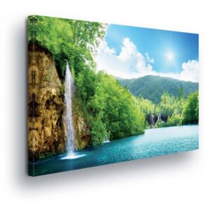 GLIX Tablou - Waterfalls over Jezero 2 x 40x60 / 2 x 30x80 / 1 x 30x100 cm