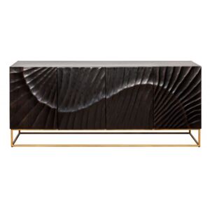 Bufet inferior negru/auriu din lemn de mango si metal 177 cm Scorpion Invicta Interior