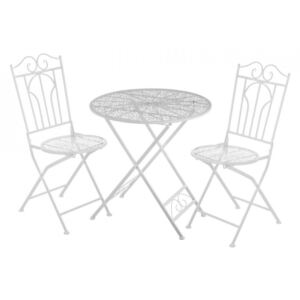Set masuta si 2 scaune pliabile albe din metal pentru exterior Garden Refined Unimasa
