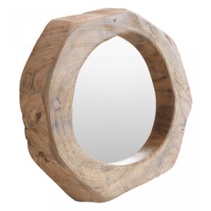 Oglinda rotunda din lemn de tec si sticla 30 cm Rough Raw Materials