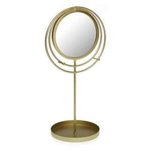 Oglinda de masa rotunda aurie din metal 16x31,5 cm Jewelry Mirror Versa Home