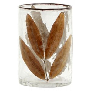 Vaza transparenta/maro din sticla 10 cm Leaves Nordal