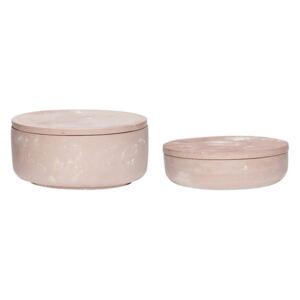 Set 2 cutii cu capac roz din ciment pentru bijuterii Storage Jar Hubsch