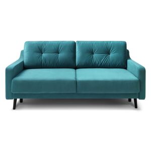 Canapea extensibilă cu 3 locuri, catifea Bobochic Paris Torp, albastru turcoaz