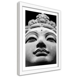 CARO Imagine în cadru - Oriental Statue In Black And White 30x40 cm Alb