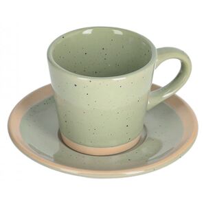 Ceasca cu farfurioara verde deschis din ceramica 90 ml Tilla Kave Home