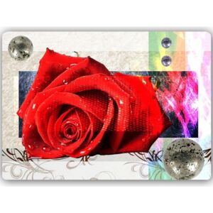 CARO Tablou metalic - Red Rose 40x30 cm