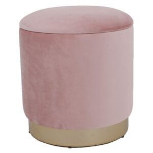 Taburet cu spatiu depozitare,baza metal,catifea, 37x40 cm, roz
