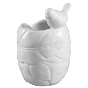 Vază din ceramică Mauro Ferretti Gufo Uccellino, înălțime 22 cm, alb