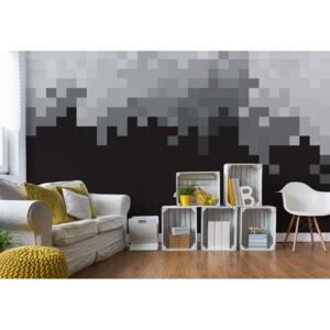 Fototapet - Pixel Pattern Black And Grey Vliesová tapeta - 368x254 cm
