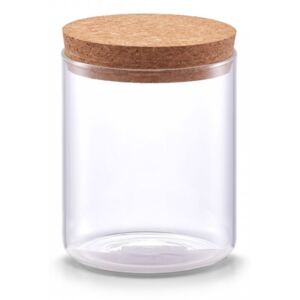 Borcan transparent/maro cu capac din sticla si pluta 650 ml Storage Jar Cork Lid Zeller