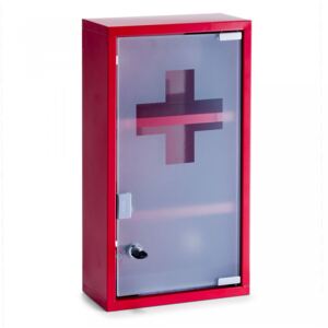 Dulapior rosu din metal si sticla pentru medicamente Medicine Cabinet Red High Zeller
