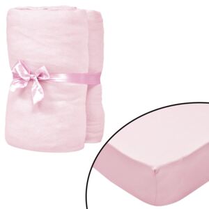 Cearșafuri cu elastic pătuț 4 buc roz jerseu bumbac 60x120 cm