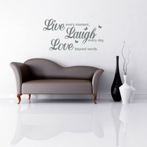 Live laugh love - autocolant de perete Gri 50 x 25 cm