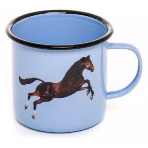 Cana albastra din email 9x10 cm Horse Seletti