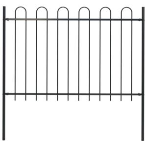 Gard de grădină cu vârf curbat, negru, 1,7 x 1,2 m, oțel