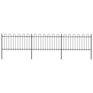 Gard de grădină cu vârf curbat, negru, 5,1 x 1 m, oțel