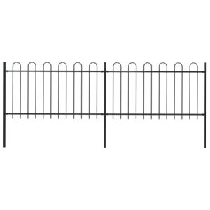 Gard de grădină cu vârf curbat, negru, 3,4 x 1 m, oțel