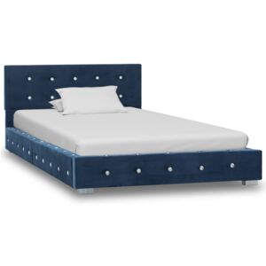 Cadru de pat, albastru, 90 x 200 cm, catifea
