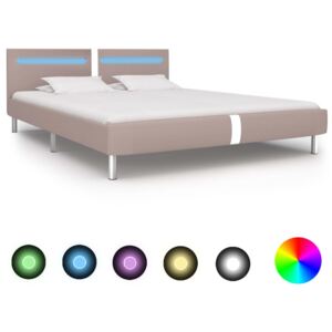 Cadru pat cu LED, cappuccino, 180x200 cm, piele artificială