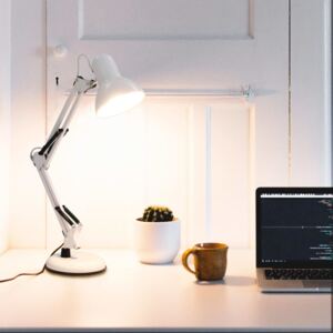 Lampă de birou cu braț reglabil, alb, E27