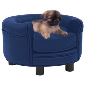 Canapea pentru câini albastru 48x48x32 cm, pluș&piele ecologică