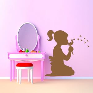 GLIX Girl with dandelion - autocolant de perete Maro 90x75 cm