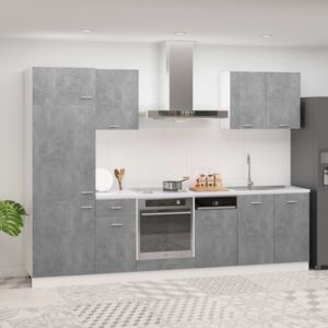 Set dulapuri bucătărie, 7 piese, gri beton, PAL