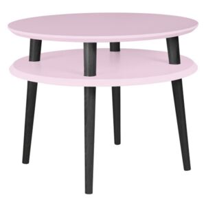 Masă de cafea cu picioare negre Ragaba UFO, Ø 57 cm, roz deschis