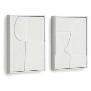 Set 2 tablouri albe din canvas si lemn de pin 32x42 cm Beija Kave Home