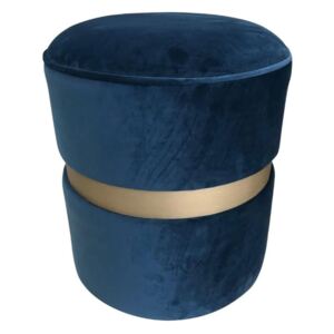 Puf cu picioare din lemn de pin Simla Velvet Champagne, ⌀ 40 cm, albastru