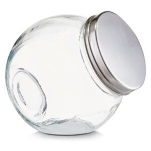Borcan transparent/argintiu cu capac din sticla si metal 450 ml Candy Jar Medium Zeller
